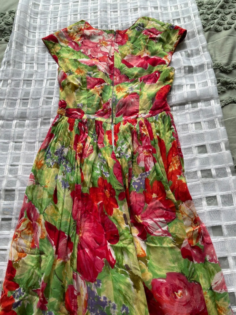 Vintage 90s The Cotton Collection Floral Midi Dress Size VTG Small (fits XS) - Picture 5 of 8